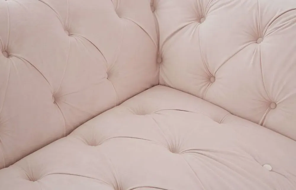 Suri 3-Seater Chesterfield Sofa with Studded Detail - Pink, Velvet