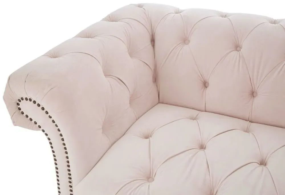 Suri 3-Seater Chesterfield Sofa with Studded Detail - Pink, Velvet