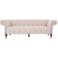 Suri 3-Seater Chesterfield Sofa with Studded Detail - Pink, Velvet