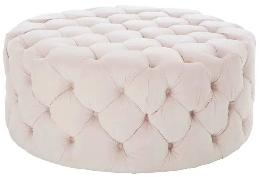 Suri Round Tufted Footstool - Pink