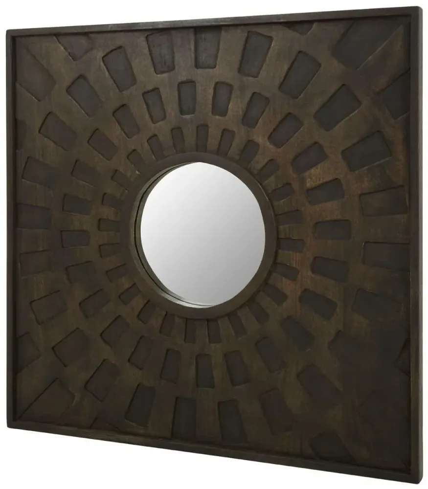 Suri Wall Mirror - Brown, Mango Wood