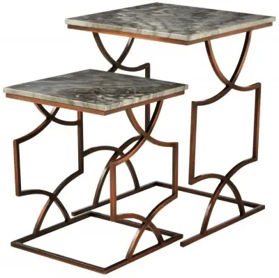 Templar 2 Tier Tables - Grey, Marble image