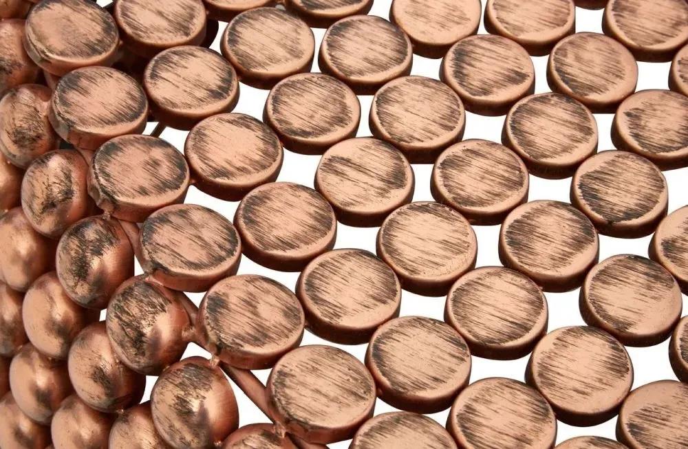 Templar Round Beaded Coffee Table - Copper