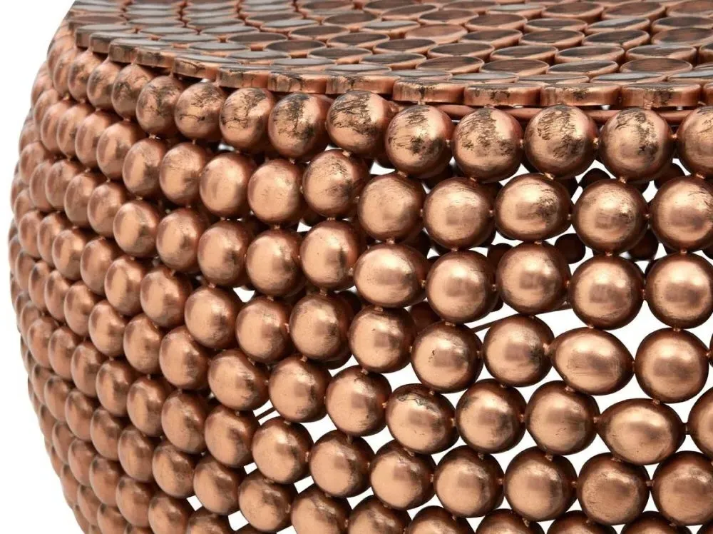 Templar Round Beaded Coffee Table - Copper