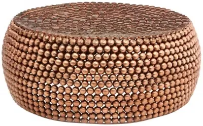 Templar Round Beaded Coffee Table - Copper