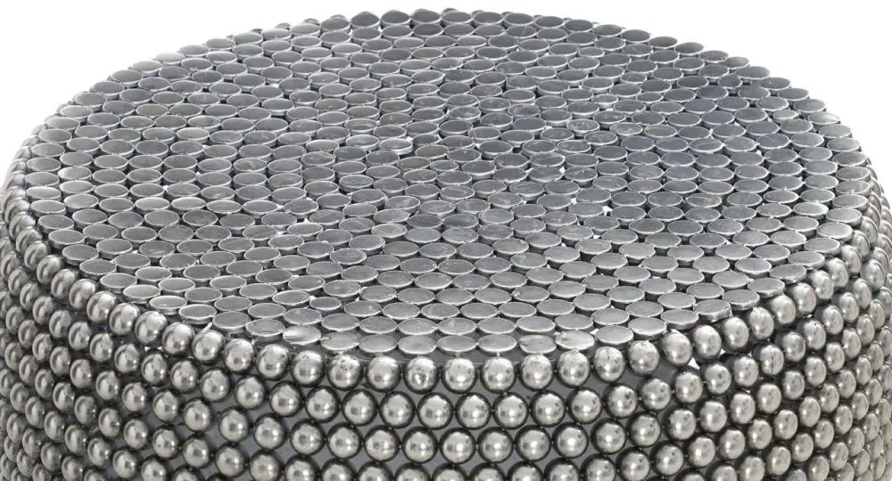 Templar Round Beaded Coffee Table - Silver