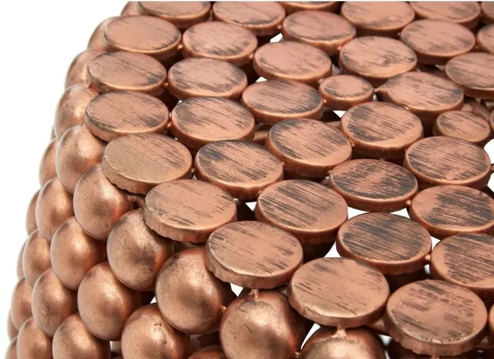 Templar Round Beaded Stool - Copper