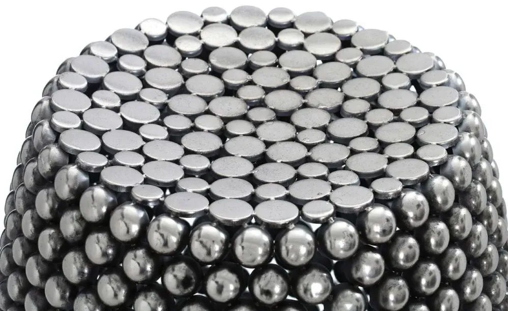 Templar Round Beaded Stool - Silver