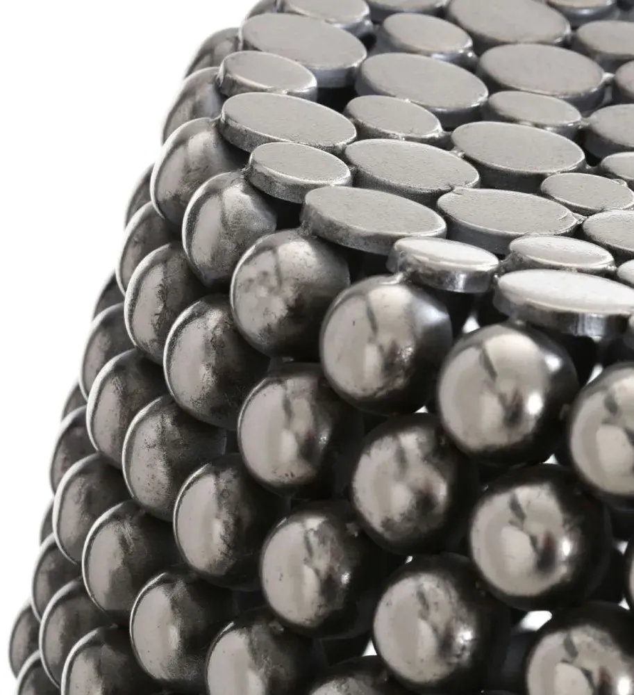 Templar Round Beaded Stool - Silver
