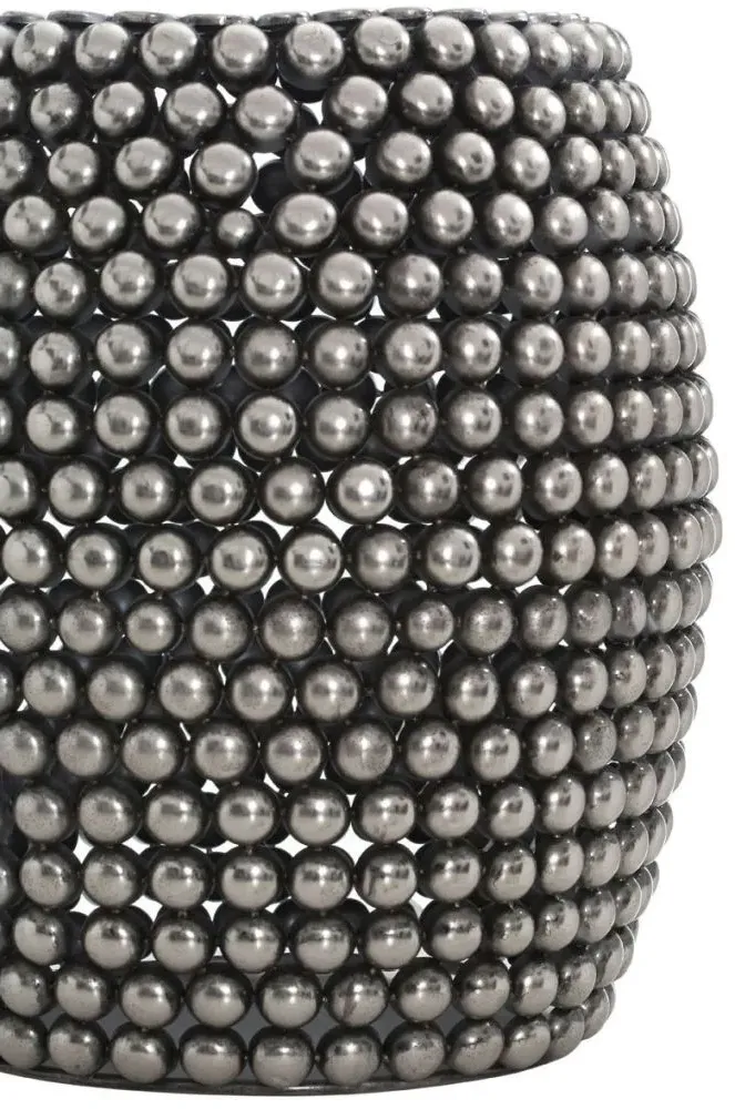 Templar Round Beaded Stool - Silver
