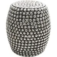 Templar Round Beaded Stool - Silver