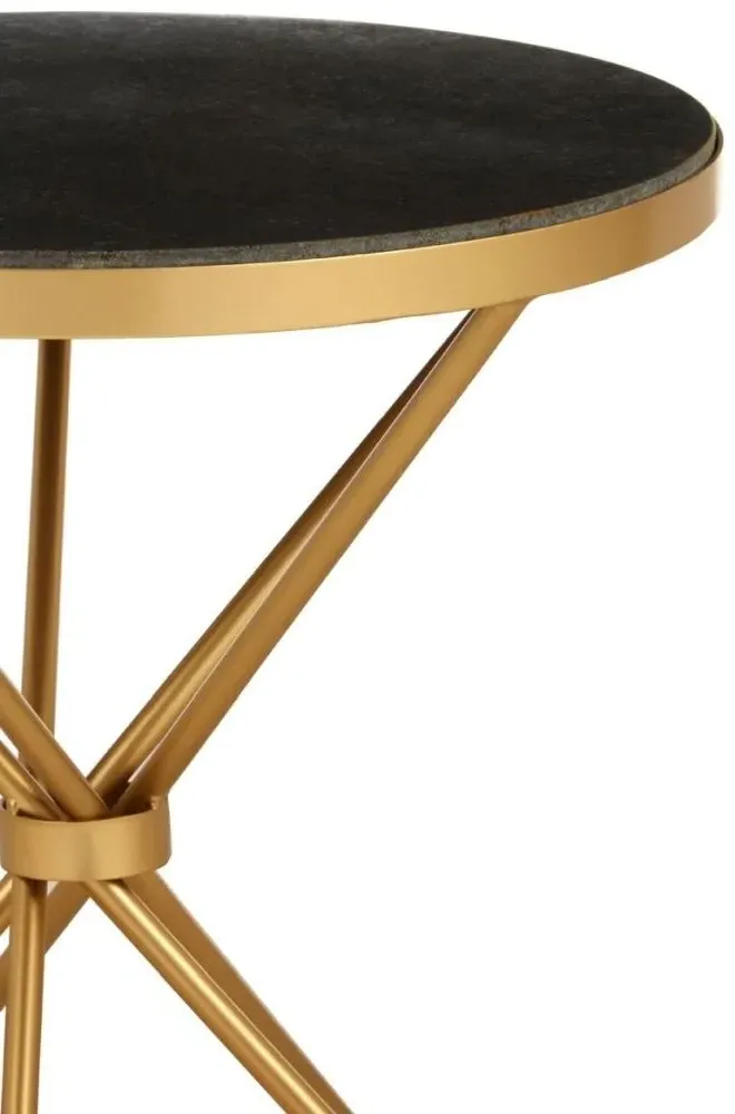 Templar Round Side Table - Black, Marble
