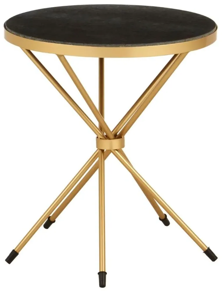 Templar Round Side Table - Black, Marble