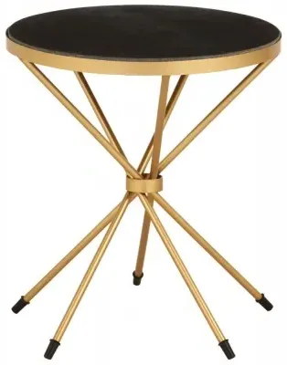 Templar Round Side Table - Black, Marble