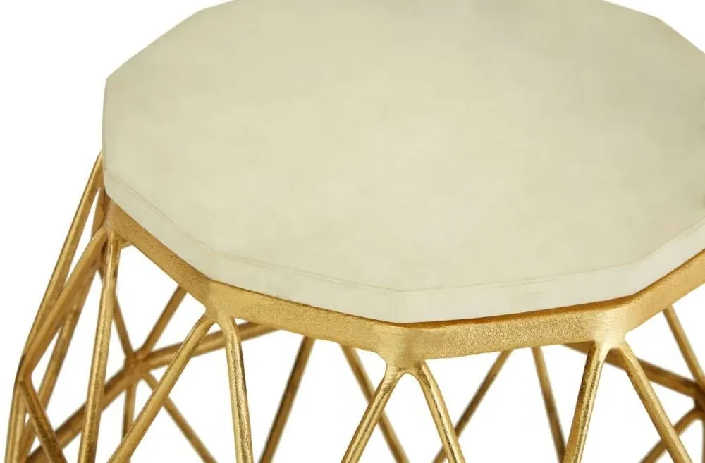 Templar Round Side Table - Gold, Stone