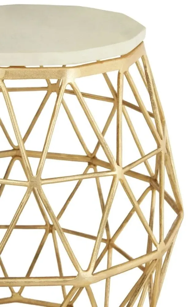 Templar Round Side Table - Gold, Stone