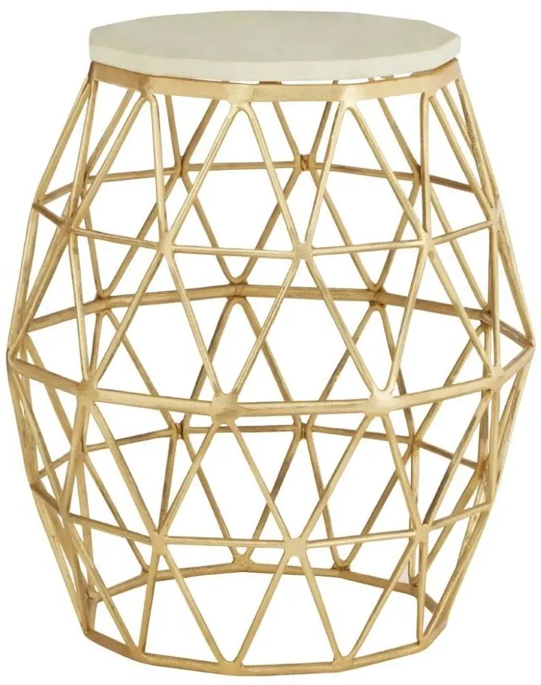 Templar Round Side Table - Gold, Stone