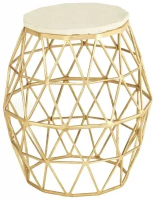 Templar Round Side Table - Gold, Stone