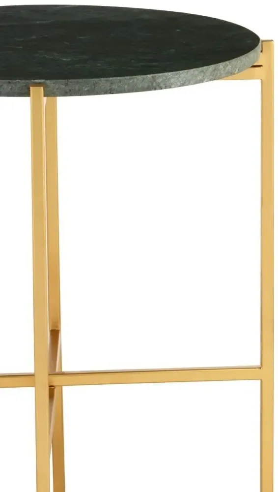 Templar Round Side Table - Green, Marble