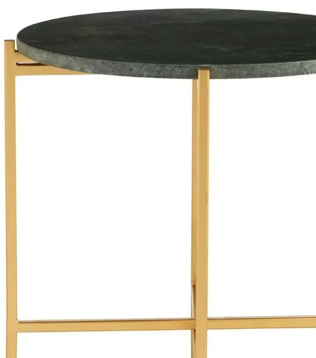 Templar Round Side Table - Green, Marble