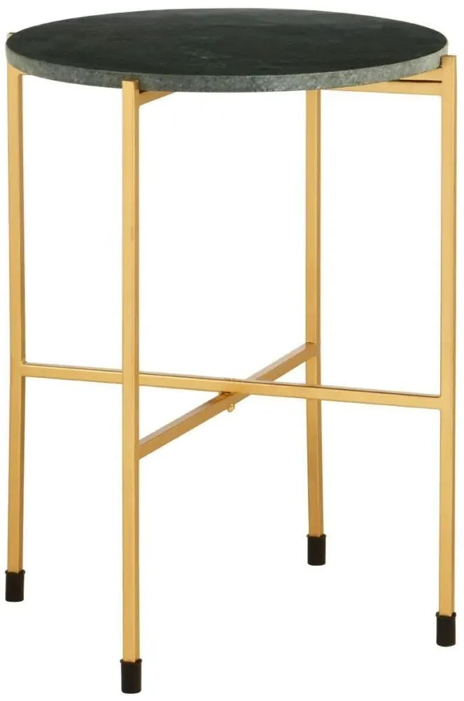 Templar Round Side Table - Green, Marble