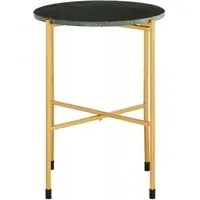 Templar Round Side Table - Green, Marble
