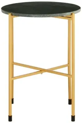 Templar Round Side Table - Green, Marble image