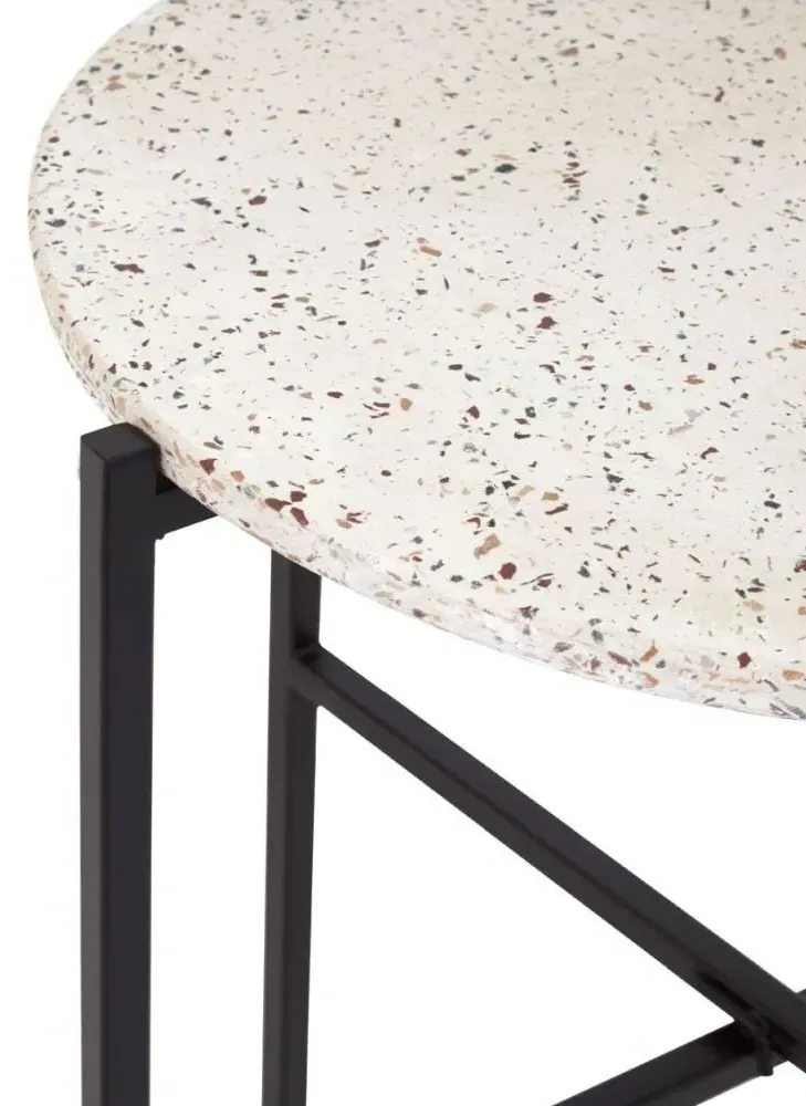 Templar Round Side Table - White, Terrazo
