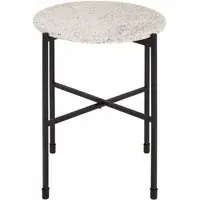 Templar Round Side Table - White, Terrazo