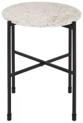 Templar Round Side Table - White, Terrazo