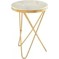 Templar Round Side Table with Hairpin Legs - White, Marble