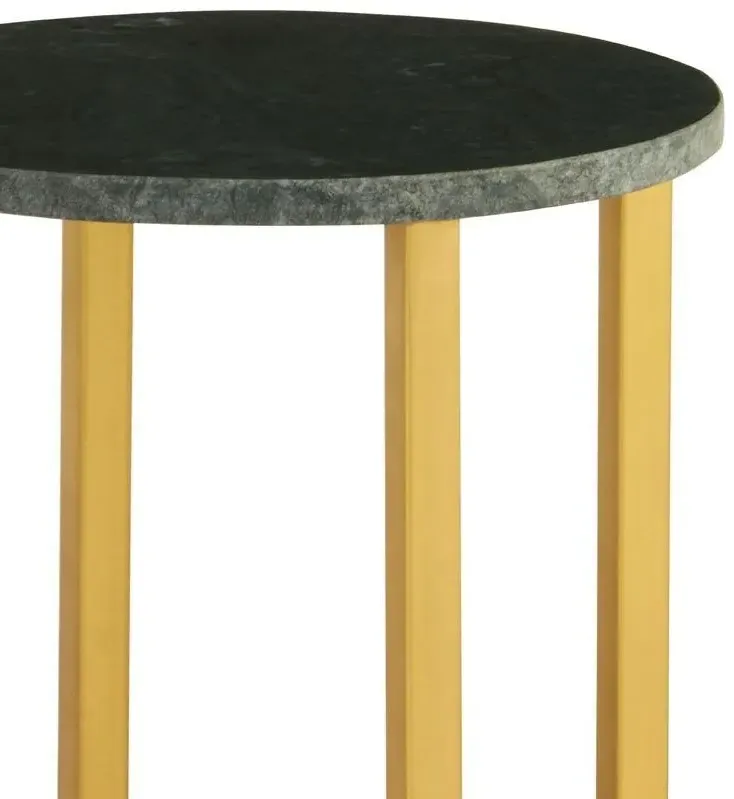 Templar Round Tall Side Table - Green, Marble