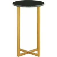 Templar Round Tall Side Table - Green, Marble