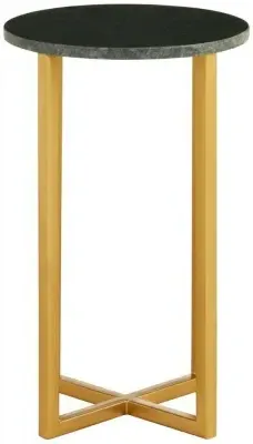 Templar Round Tall Side Table - Green, Marble image