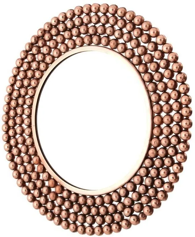 Templar Round Wall Mirror with Beaded Frame - Copper