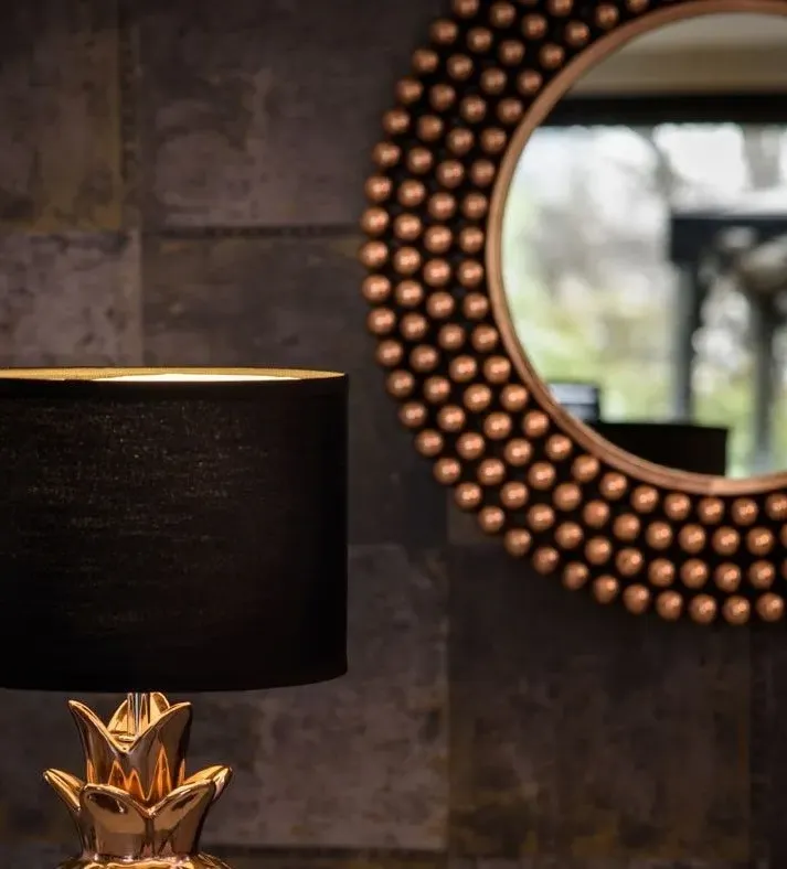 Templar Round Wall Mirror with Beaded Frame - Copper