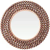 Templar Round Wall Mirror with Beaded Frame - Copper