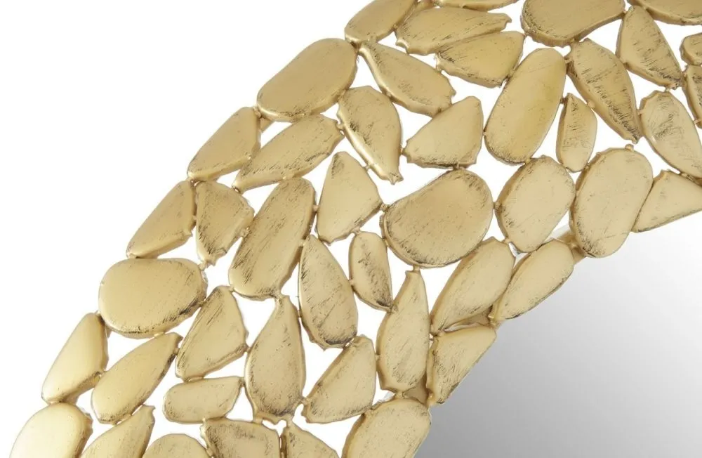 Templar Round Wall Mirror with Pebble Frame - Brass