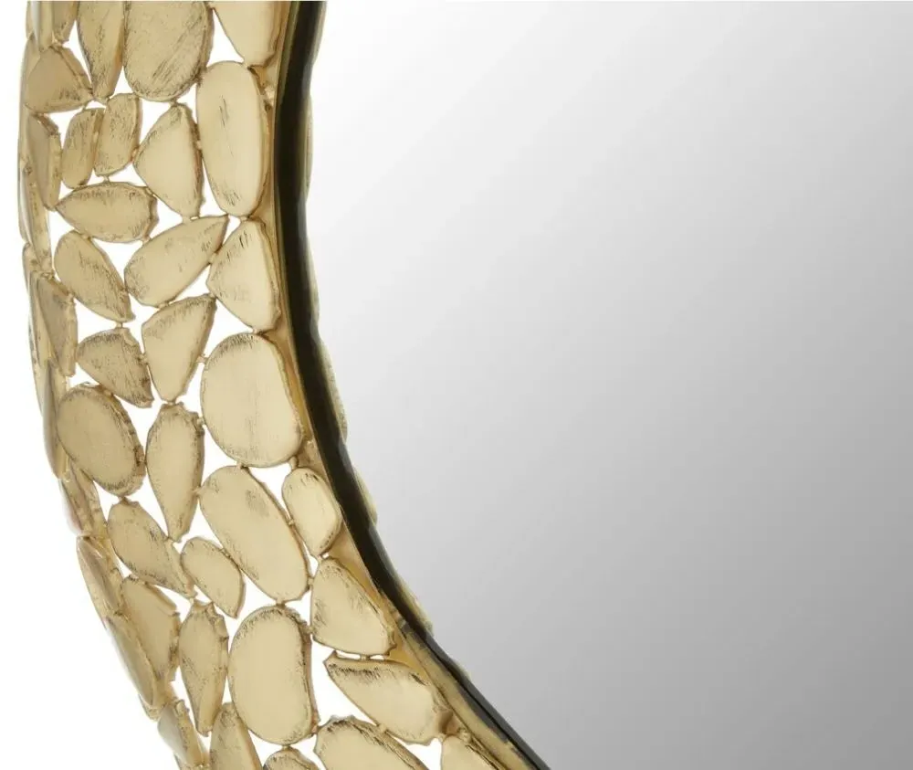 Templar Round Wall Mirror with Pebble Frame - Brass