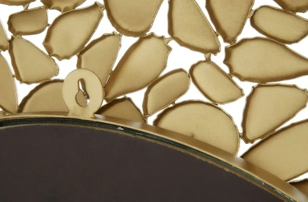 Templar Round Wall Mirror with Pebble Frame - Brass