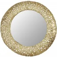 Templar Round Wall Mirror with Pebble Frame - Brass