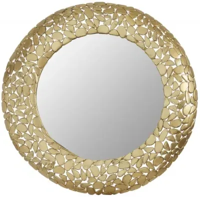 Templar Round Wall Mirror with Pebble Frame - Brass image