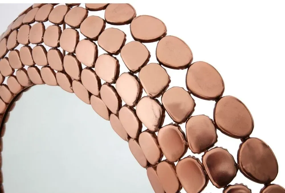 Templar Round Wall Mirror with Pebble Frame - Copper