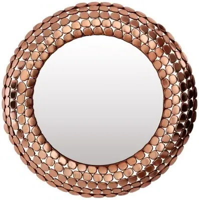 Templar Round Wall Mirror with Pebble Frame - Copper