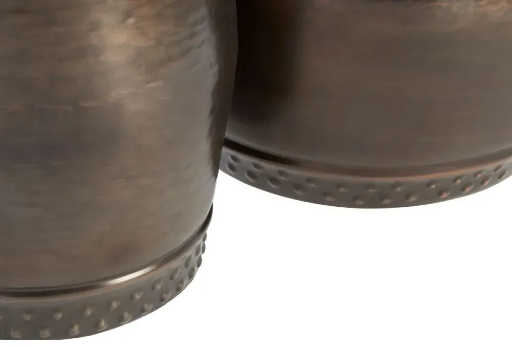 Templar Set of 2 Drum Side Tables - Rustic Brown