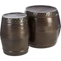 Templar Set of 2 Drum Side Tables - Rustic Brown