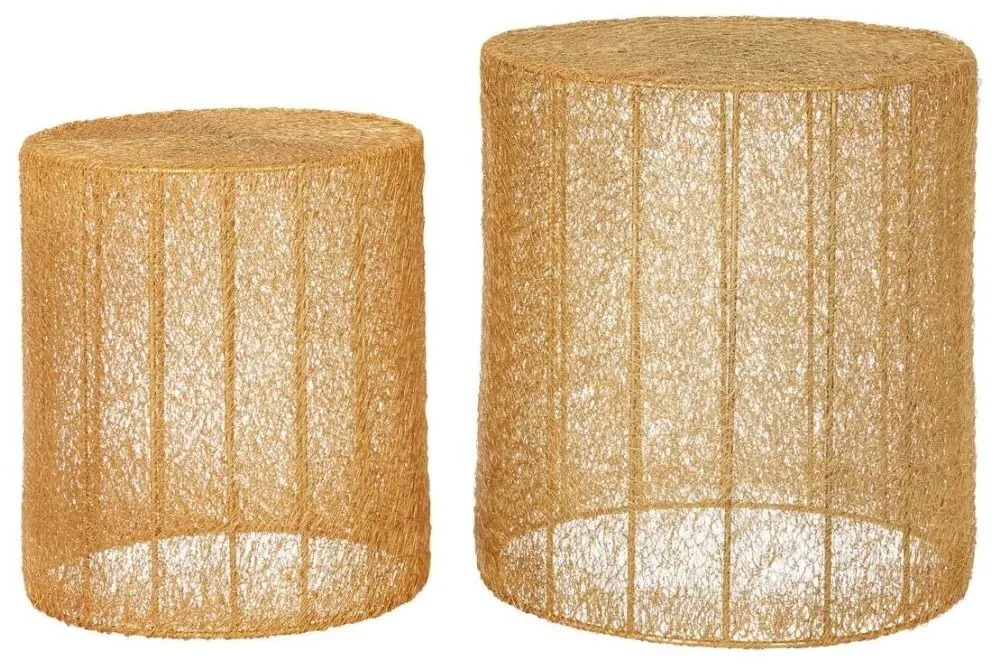 Templar Set of 2 Round Side Tables - Gold