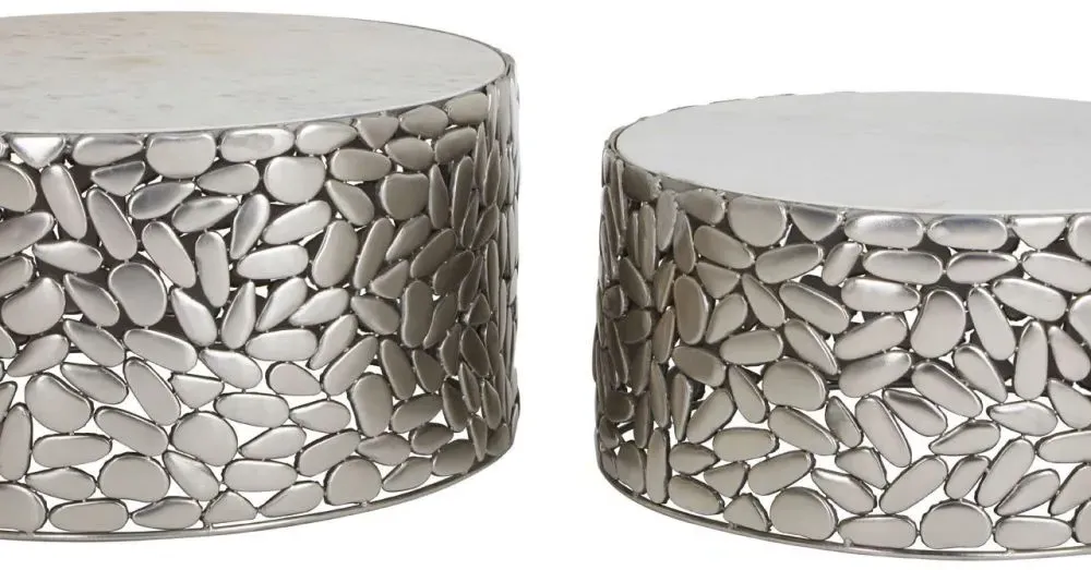 Templar Set of 2 Round Side Tables - Pewter