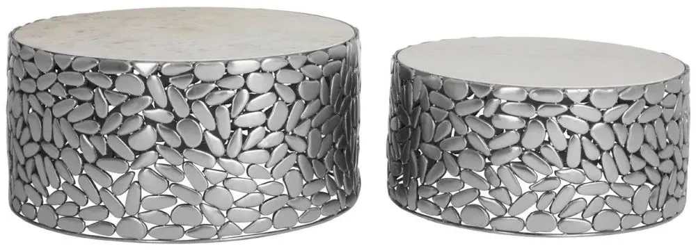 Templar Set of 2 Round Side Tables - Pewter