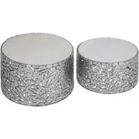 Templar Set of 2 Round Side Tables - Pewter